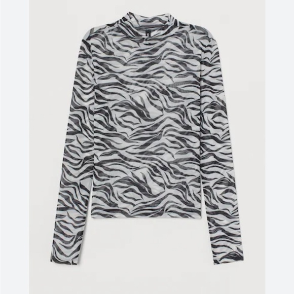 Streetwear Society mock turtleneck mesh animal print long sleeve top size Small - Picture 1 of 6